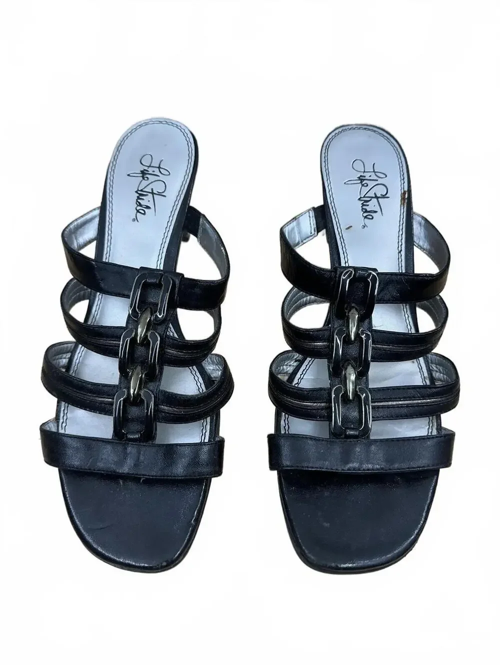 LifeStride Black Strappy Block Heel Sandals